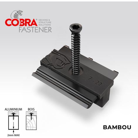 Clip Terrasse Bois HYBRID 7-22 - 90 clips + Vis 4x35mm - Pour Lames en Bois Thermotraités et Bambou - Stable, Facile à Poser & Resistant