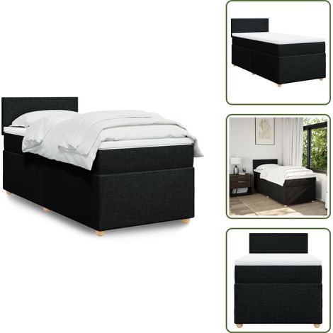Boxspringbett mit Matratze Schwarz 90x200 cm Stoff - Boxspringbett - Boxspringbetten - Bett - Schlafzimmermöbel (1/5)