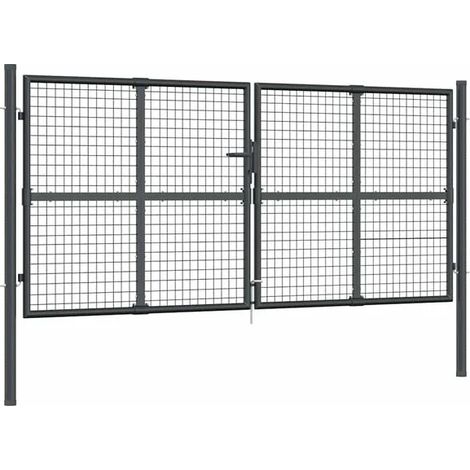 Portail de jardin en maille couleur anthracite, 300 x 125 cm, acier galvanisé.