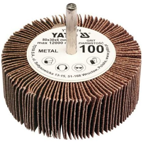 Ruota lamellare con gambo 80x30x6 p120 YT-83375 yato