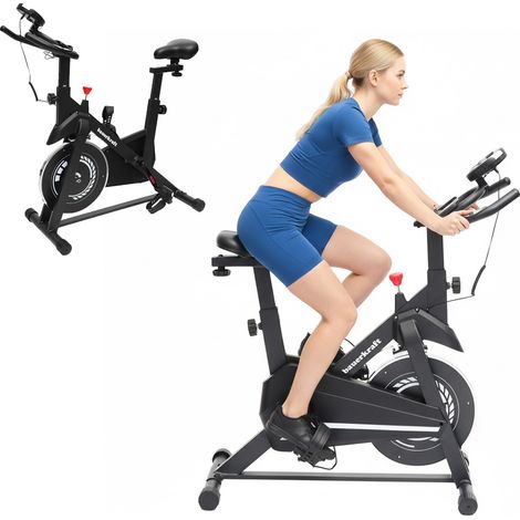 Cyclette cardio da casa Bauerkraft, volano da 4 kg, bianco e nero