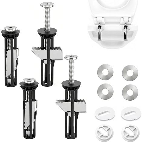 4 Pièces Acier Inoxydable Fixation Siège WC, Fixation Abattant WC (1/5)