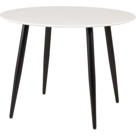 Table à Manger Ronde "Plaza" 100cm Blanc & Noir (1/2)