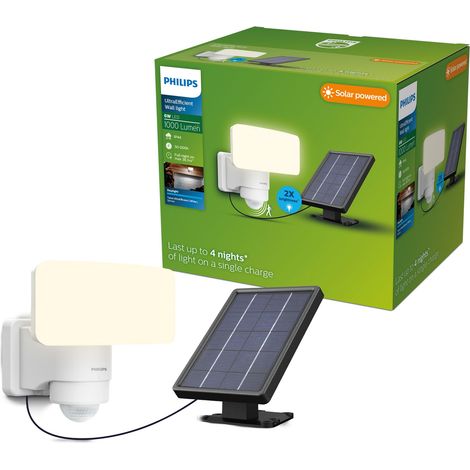 Philips Tylus Aplique de pared (Blanco) con Sensor de movimiento - Luz cálida brillante 5000K - Solar (1/5)