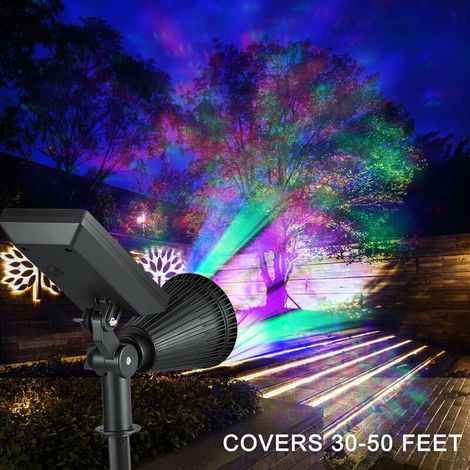 [2 Pack] LED Solaire Projecteur,  Lampe Solaire de 4 LED, Étanche Extérieur Lampe Jardin，Éclairage de Sécurité Paysage Lumière pour Chrismas Arbre, Clôture, Patio, Fête. Colorée-4led (1/4)