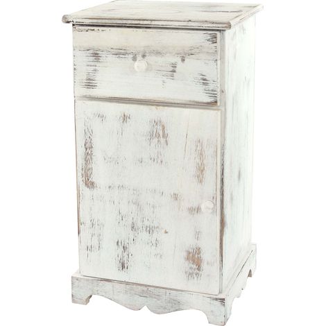 Commode / table d'appoint / chevet / table haute, 35x29x63cm, shabby, vintage, blanc (1/5)