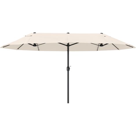 Doppelter Gartenschirm 4,6 x 2,7 m, 12 Streben mit Belüftung und Kurbel, aus Stahl und Polyester, UV-beständig, für Balkon und Terrasse, beige