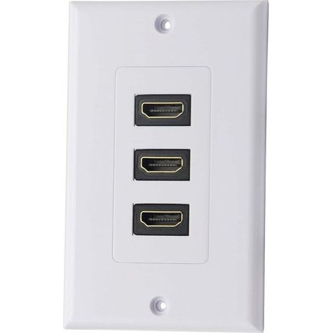 3 Port HDMI 2.0 Plaque murale Composant HDMI Composant Composite Audio Prise de montage murale, Support 4K 60Hz 1080P Parfait pour projecteur et cinéma maison blanc (3 HDMI) (1/4)