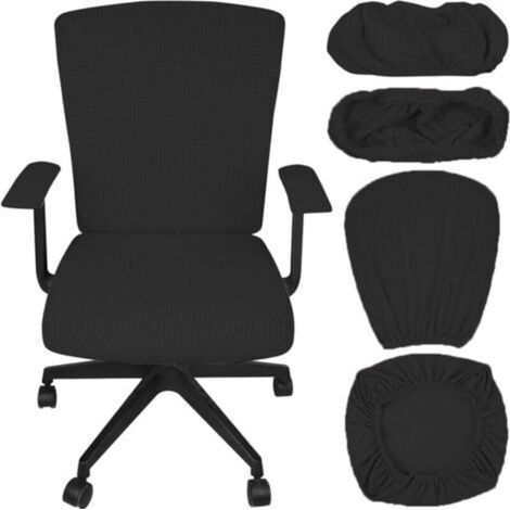 Ensemble 1 pièce noir dossier 4646cm + coussin d'assise 4848cm + housse d'accoudoir 207cm, housse de chaise de bureau pivotante élastique (1/5)
