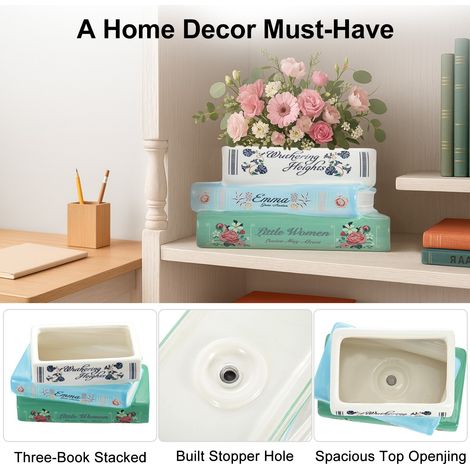Book Vase Shaped Vase Cute for Flowers for Home Decoration Home Bedroom Office Decoration Classic Title Book