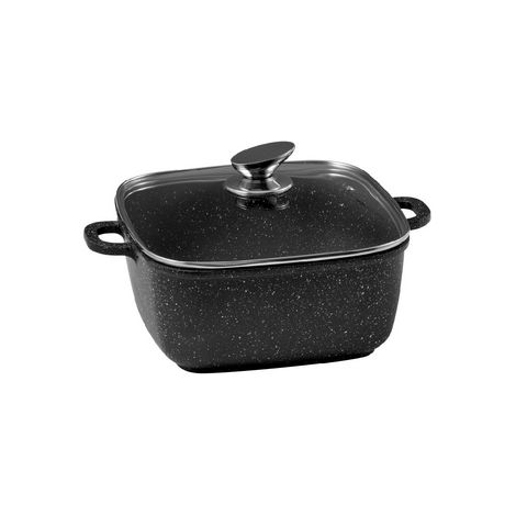 Faitout Carré PREMIUM 24 x 24 CM Fonte d'Aluminium avec Couvercle en Verre - Pradel