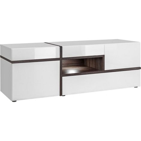Meuble TV - Cross - L 150 cm x P 50 cm x H 52 cm - Blanc - Livraison gratuite