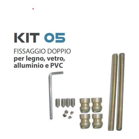 KIT DI FISSAGGIO DOPPIO PER LEGNO VETRO E ALLUMINIO