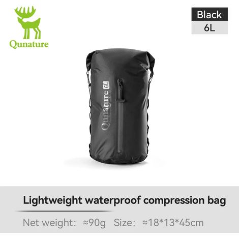 Sacoche de voyage pour vélo (noire, 6 L), sac de compression léger et imperméable, sac de rangement