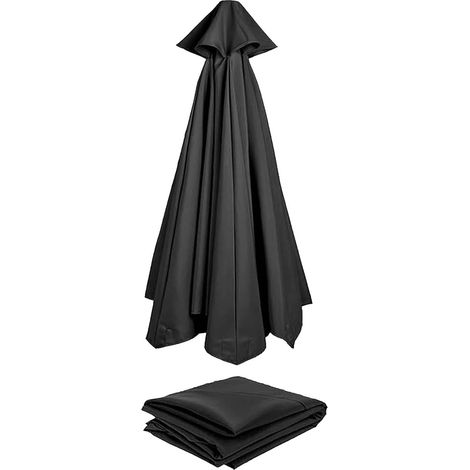 Housse de Remplacement pour Parasol de Jardin (2.7m/6 Branches) – Toile de Rechange pour 6/8 Bras – Noir (Terrasse/Jardin/Piscine/Parasol Déporté) (1/5)
