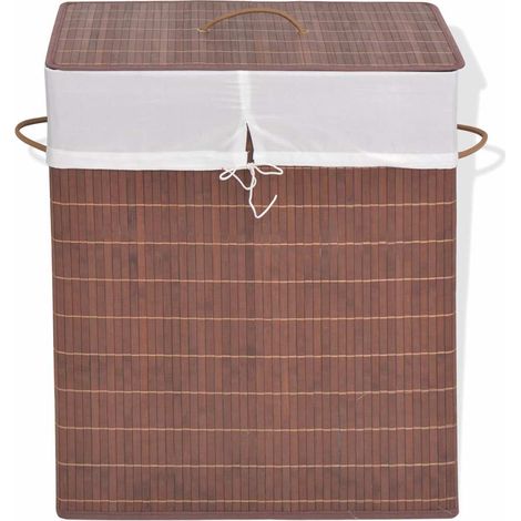 Panier à linge rectangulaire Bambou Marron (1/5)