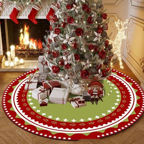 Revêtement de pied de sapin de Noël, coussin de décoration de Noël, diamètre 100 cm (1/4)