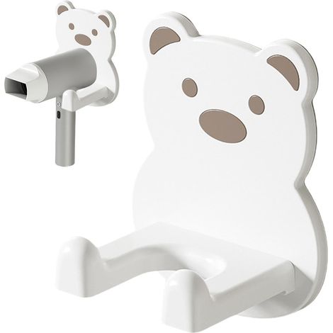 Föhn-Halter, selbstklebend, Hug Bear Wandmontage, Föhn-Gestell Haar-Werkzeug-Organizer, Cartoon, wasserdicht, Badezimmer-Aufbewahrung für Lockenstab (1/5)