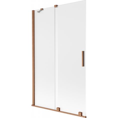 Paroi de baignoire coulissante à 2 panneaux Mexen Velar 110 x 150 cm, givre, cuivre brossé - 896-110-000-31-65 (1/2)