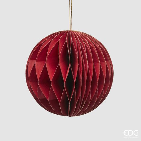 Pallina di natale colore rosso in carta decorazioni natalizie per albero di Natale -Ø 10 cm (1/5)