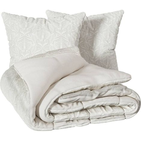 Parure de lit imprimée Nalh 260x240cm beige lin - Atmosphera créateur d'intérieur