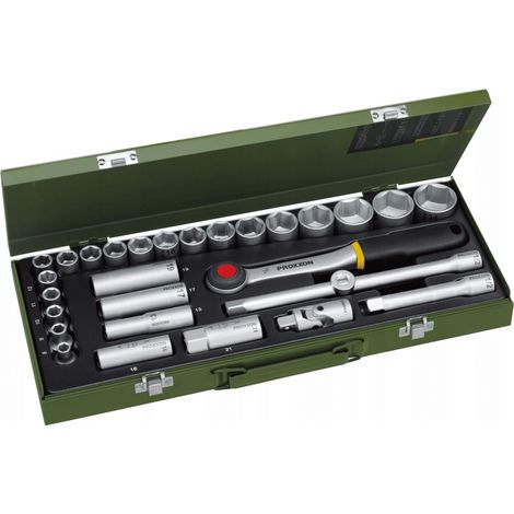 Proxxon Ensemble 29 pièces mallette métal kaki