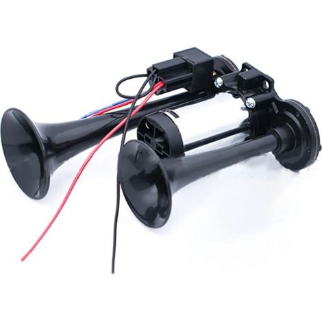 Klaxon double 600 dB, super puissant, avec compresseur, pour voiture, moto, camion et train 12 V (noir) (1/3)