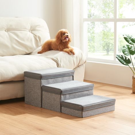 Hundetreppe Vojens mit 3 Stufen 75x40x30 cm Grau [en.casa] (1/5)