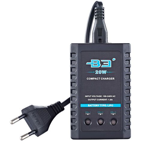 BUNTHAUS B3 20W 1.6A Pro Balance Ladegerät für 2S 3S 7.4V 11.1V Lithium LiPo Akku Mini Tragbares RC Flugzeug Ladegerät - Schwarz (1/5)