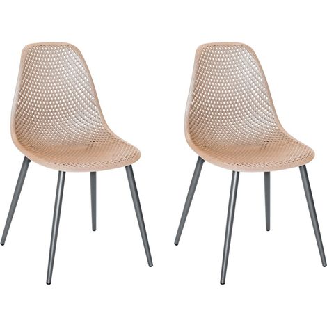 Lot de 2 Chaises de jardin en aluminium et résine coloris taupe Malte - Jardiline (1/5)
