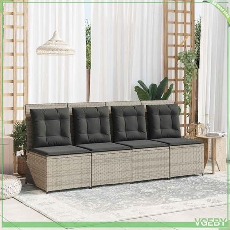 Canapé de jardin - FAFEICY - 3394481 - Inclinable - Polyrotin gris clair - Cadre acier traité par poudre (1/5)