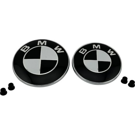 Lot de 2 emblèmes BMW 82 mm et 74 mm avec joints, blanc et noir, pour berline série 3 E90 et E46, badge de calandre auto (1/4)