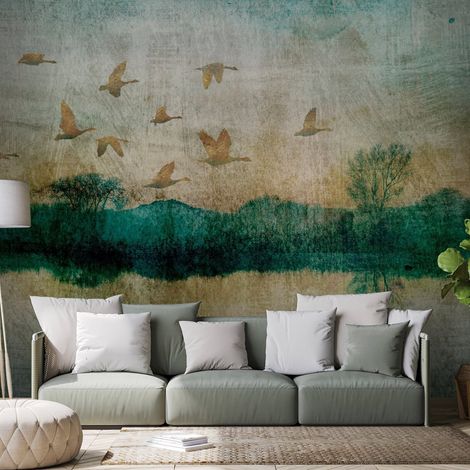 Papier peint Golden Ducks - 400 x 280 cm (1/4)
