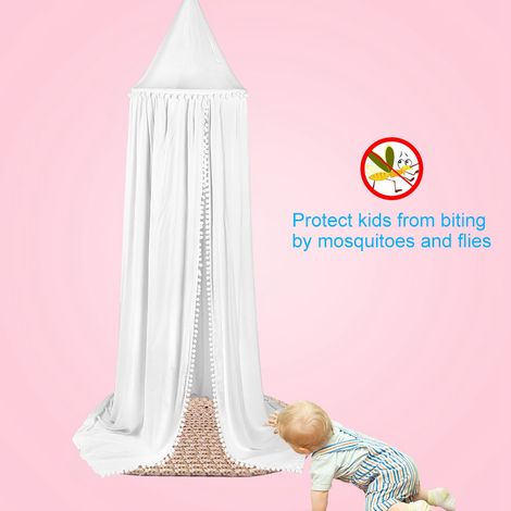 Voile Moustiquaire Dôme Ronde pour Lit Bébé Enfant, Couvre-Curtain Anti-Moustiques, Déco Chambre, Filet de Protection, Blanc, Taille Unique (1/5)