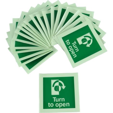 Lot de 20 autocollants « Ouvrir à droite » pour porte coupe-feu, 100 mm x 100 mm, autocollants et imperméables. Étiquette de sécurité (1/5)