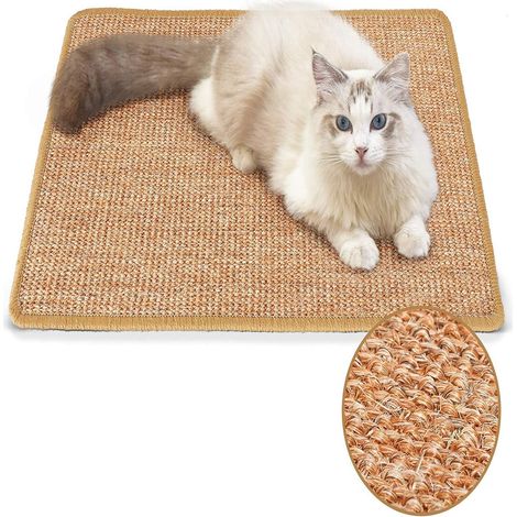 Tapis Griffoir pour Chat, 60 x 40 cm, Sisal Naturel, Tapis à Griffer Horizontal, Planche à Gratter pour Le Sol, Protège Les Meubles et Les Canapés (1/5)