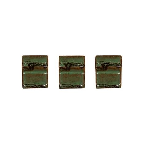 Lot de 3 pieds de pot 6cm vert brumeux fait à la main en terre cuite émaillée (1/2)