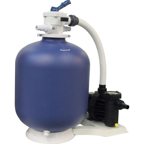 Aqualux – Groupe de filtration piscine enterrée – Pompe et filtre 40-70m³ – Débit 10m³/h – Préfiltre 1,4L – Vanne 6 voies avec manomètre (1/5)