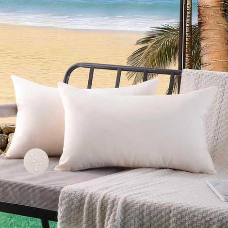 Kissenbezüge 30x50 cm wasserdicht beige für den Außenbereich Frühling Sommer Sofa-Dekorationskissenbezüge für Garten Wohnzimmer Terrasse 2er-Set (1/5)