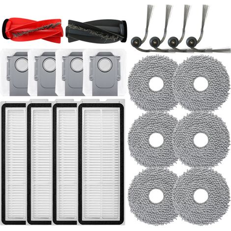 Accessoires pour aspirateurs Roborock Qrevo S5V, Qrevo Curv, Qrevo Curv S5X, Qrevo Edge, Qrevo Edge S5A : 1 brosse principale, 4 filtres HEPA, 4 sacs à poussière, 6 lingettes de nettoyage, 4 brosses l (1/5)