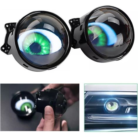 Phares 3D LED halogènes « Devil Eyes » avec lentilles — 3 pouces (8 cm), 12 V, avec application mobile