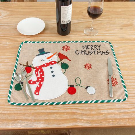 1 set de table décoratif de Noël avec broderie de dessin animé, isolation thermique, il (1/5)