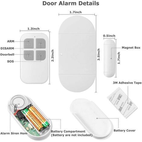 Alarme de Porte et Fenêtre, Alarme avec 130dB Sirène, 2 Télécommande, Facile à Installer, Alarme Maison sans Fil