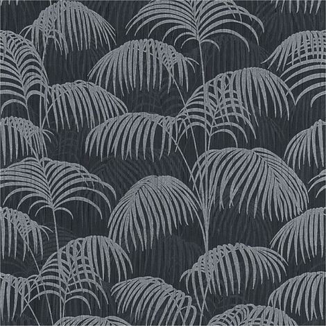 Nature wallpaper wall Profhome 961984 textile wallpaper textured with nature-inspired pattern matt black grey 5.33 m2 (57 ft2) (1/5)
