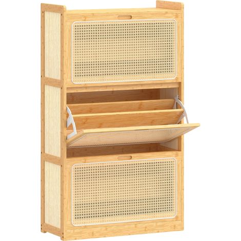 Schuhschrank, verstellbare Regale, platzsparendes Design, Natürlich (1/2)