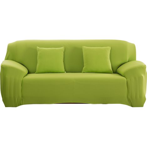 Housse de canapé élastique imperméable pour 3 places, tissu polyester-spandex doux et résistant, couleur verte, protection anti-taches (1/5)