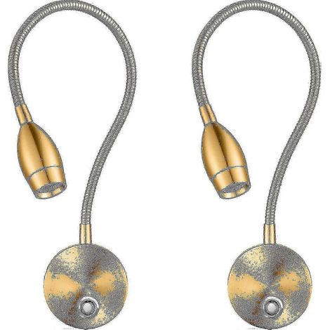 Lampes de lecture LED à intensité variable pour lit - Fixation murale, bras flexible avec variateur tactile, 3 modes de couleur, alimentation filaire, lot de 2 - Édition 0724 (1/5)