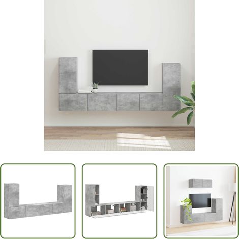 Wandregal - TV-Schrankset 4 pcs Beton Grau Holzwerkstoff (1/5)