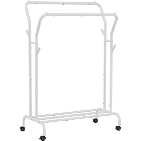 Portant à vêtements à roulettes Valora HSR107W01 en acier blanc (1/5)