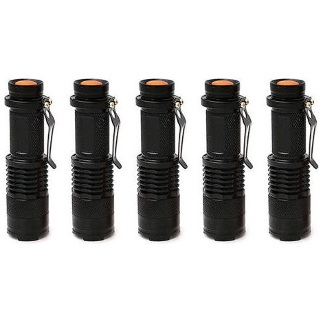 5 Mini-Teleskoptaschenlampen mit Akku, für wiederaufladbare LEDs, Schwarz (1/4)